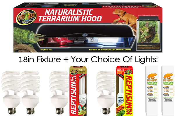 Plant Lights For Zoo Med Terrarium Hood 18in For 15G Vert. Terrarium